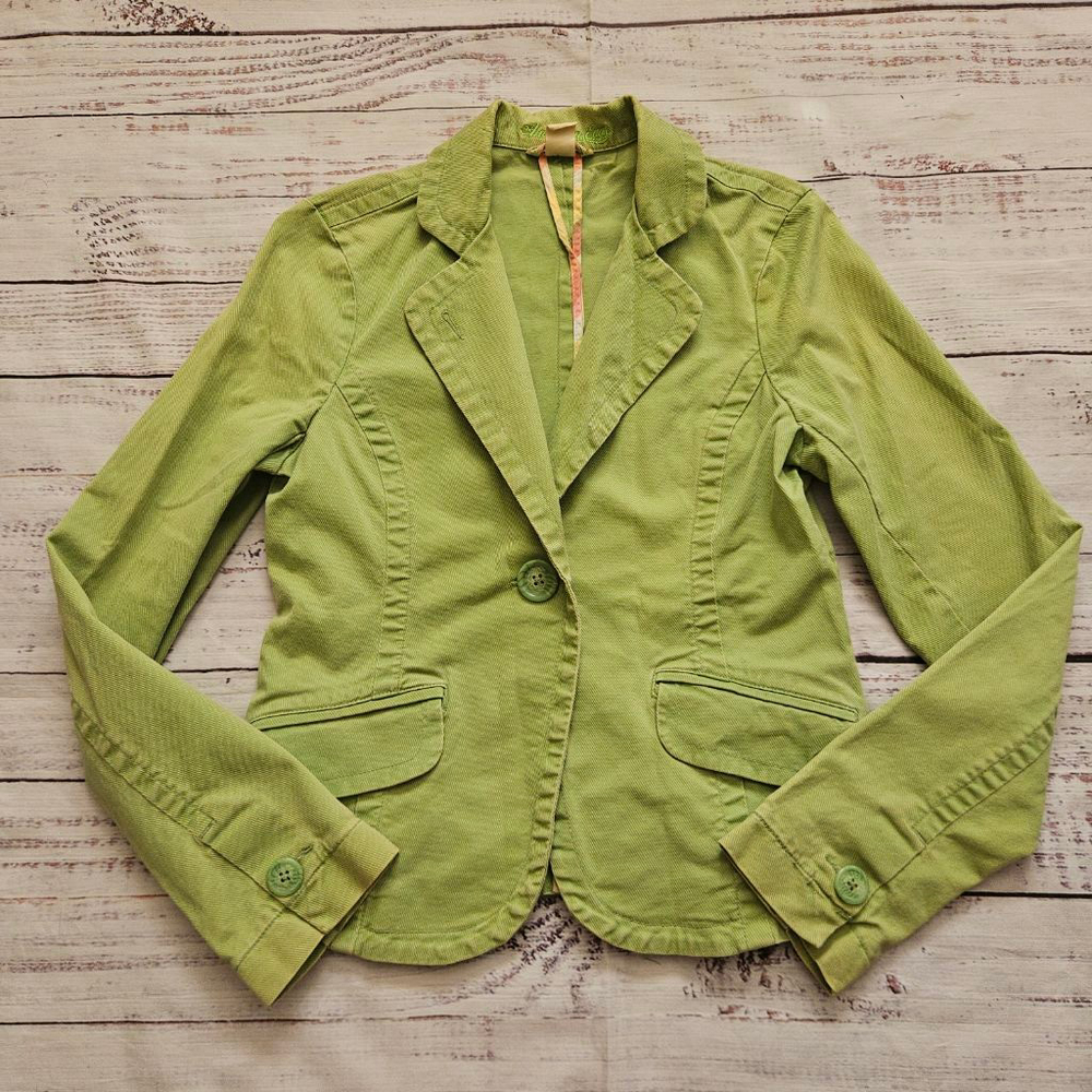 American Eagle Y2K Lime Green Collared Blazer Jacket Womens Medium